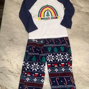 Festive Holiday Pajama Set - Navy and White